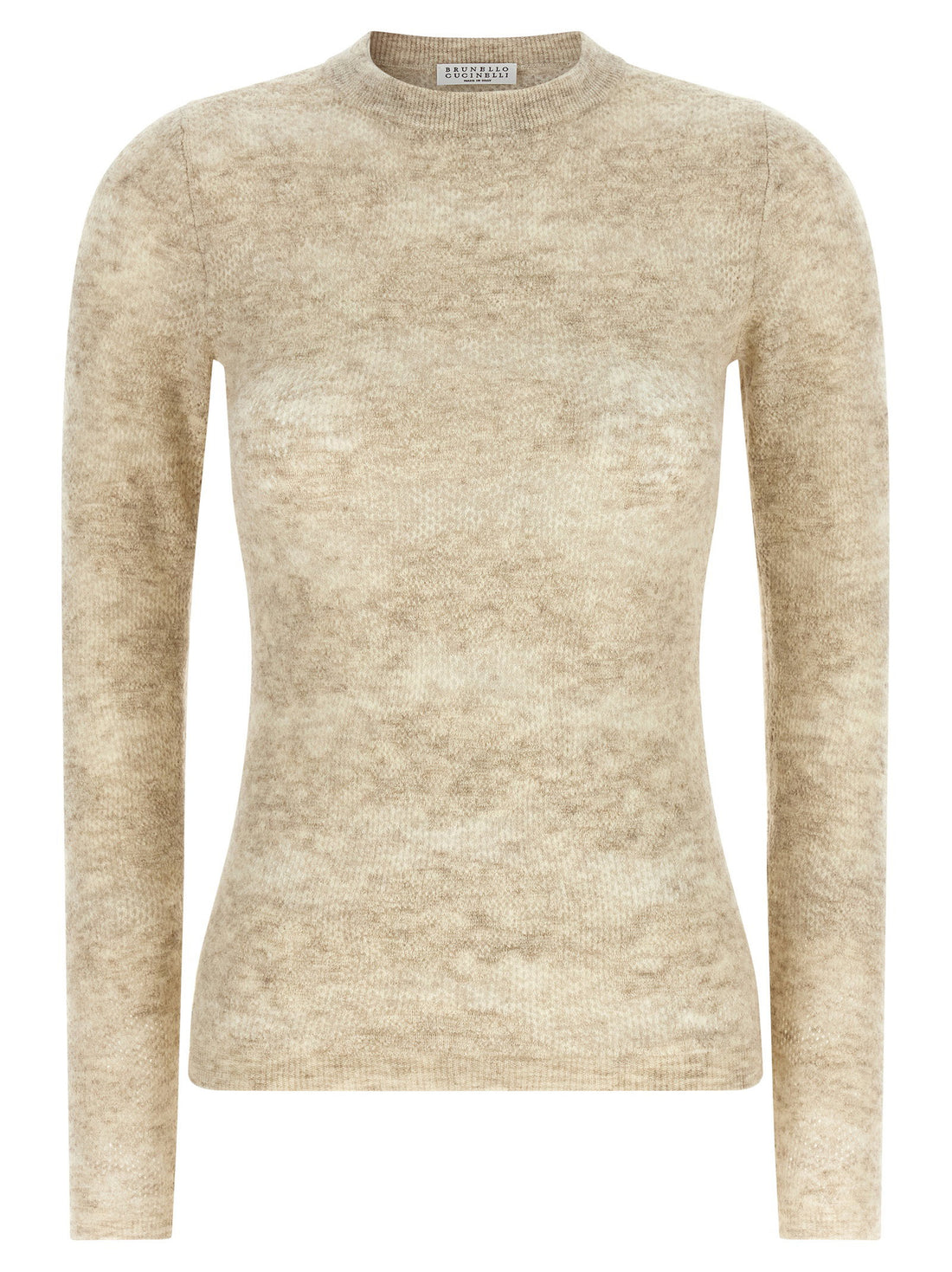 Brunello Cucinelli Flower Lace Sweater Beige