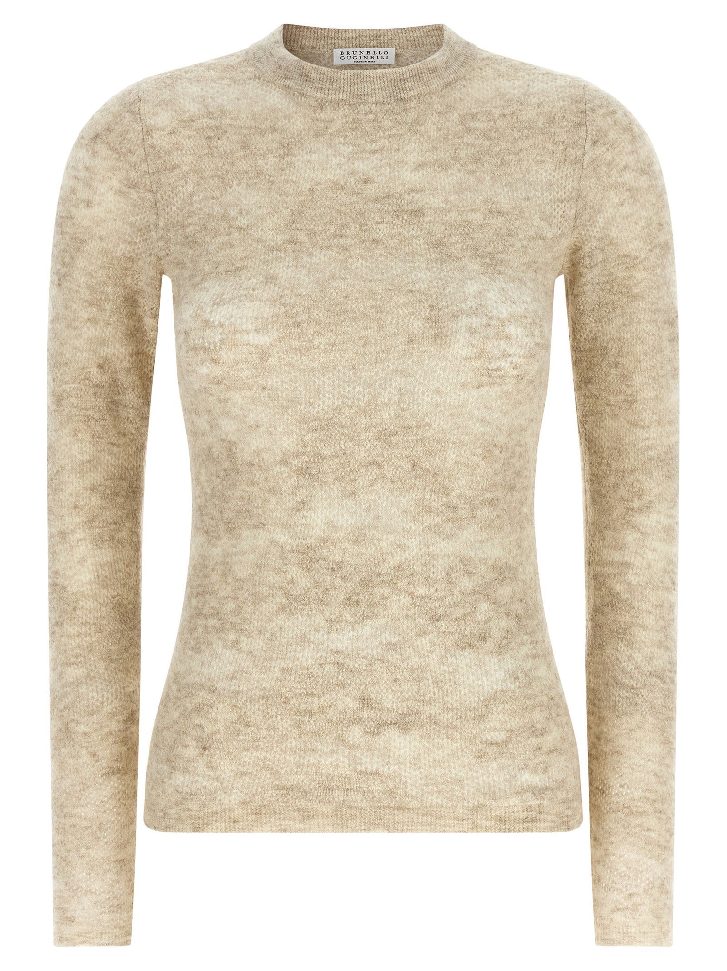 Brunello Cucinelli Flower Lace Sweater Beige