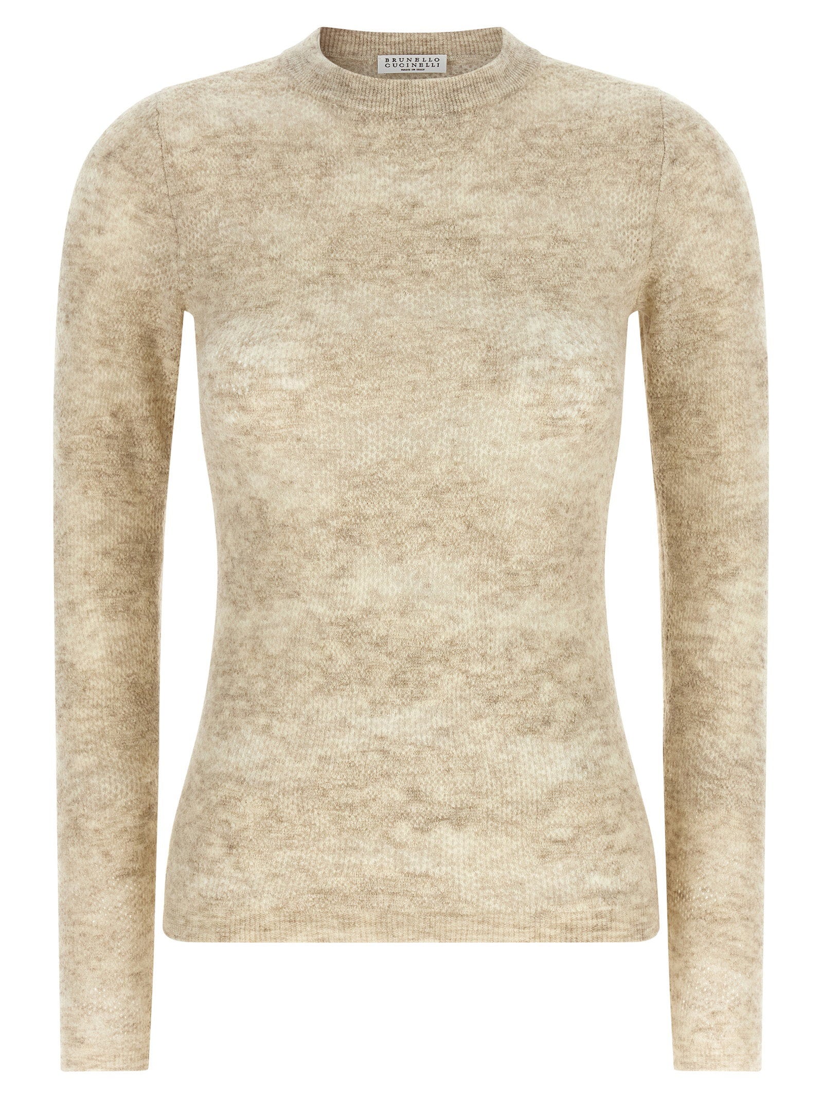 Brunello Cucinelli Flower Lace Sweater Beige