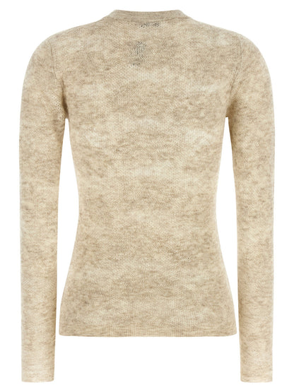 Brunello Cucinelli Flower Lace Sweater Beige