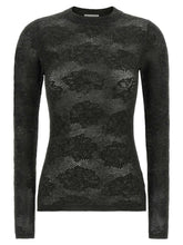 Brunello Cucinelli Flower Lace Sweater Gray