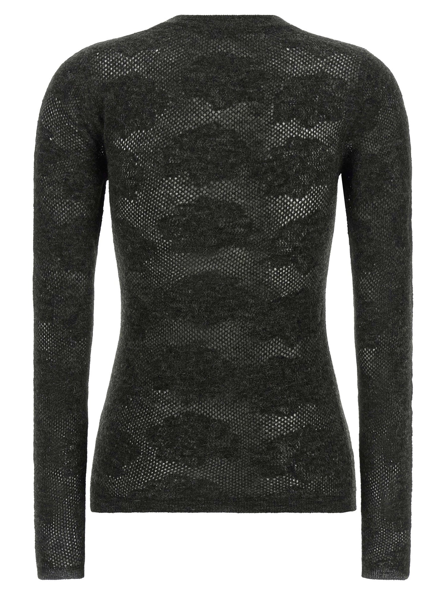 Brunello Cucinelli Flower Lace Sweater Gray
