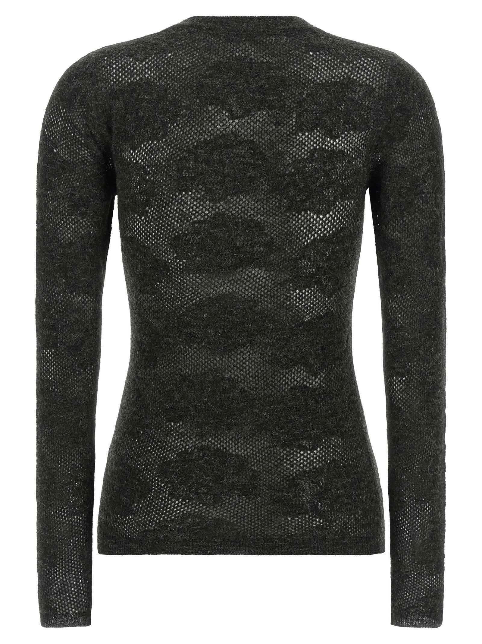 Brunello Cucinelli Flower Lace Sweater Gray