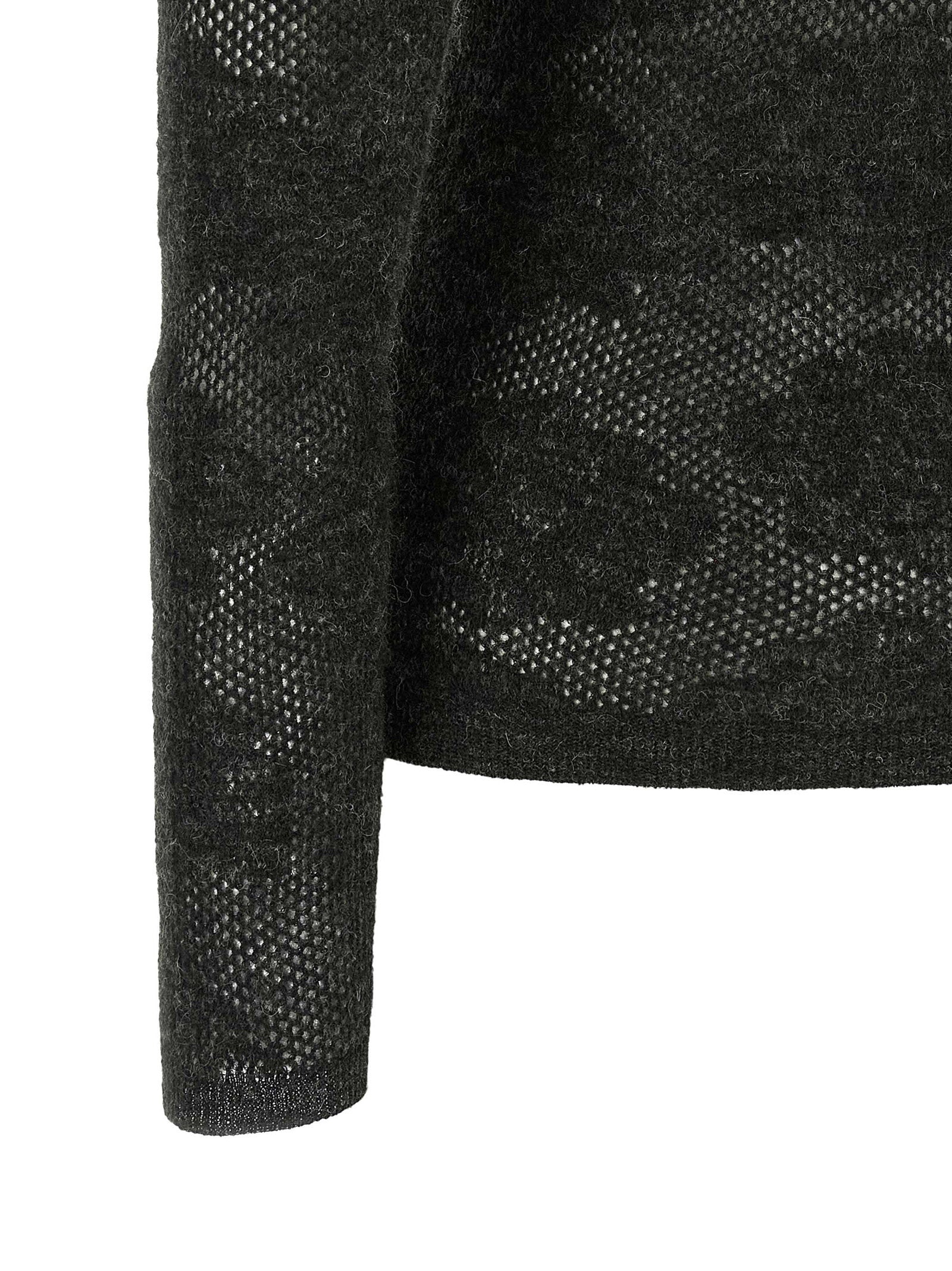 Brunello Cucinelli Flower Lace Sweater Gray