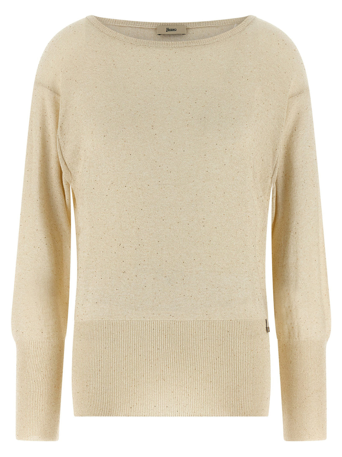Herno Lamé And Sequin Yarn Sweater Beige