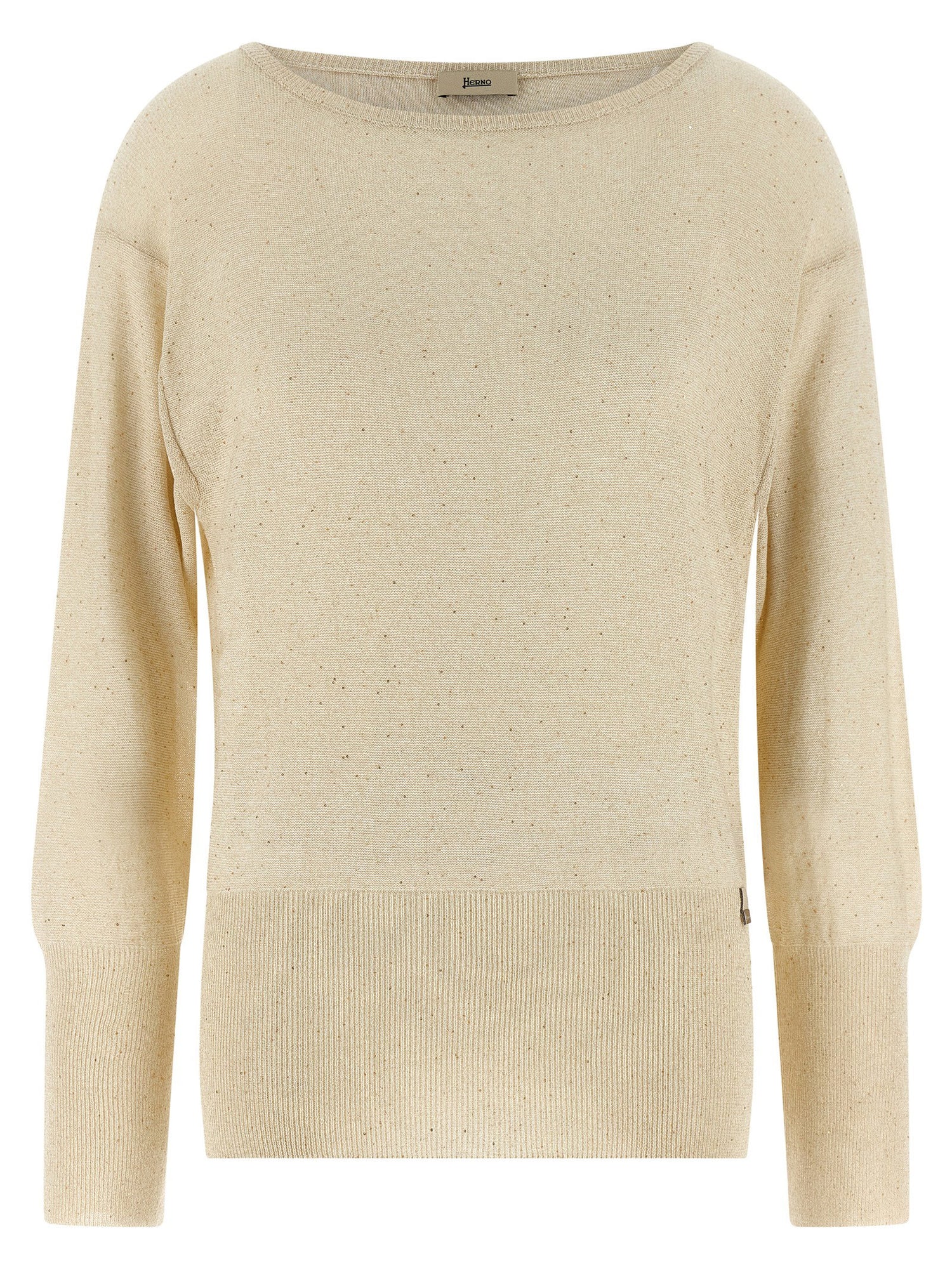 Herno Lamé And Sequin Yarn Sweater Beige