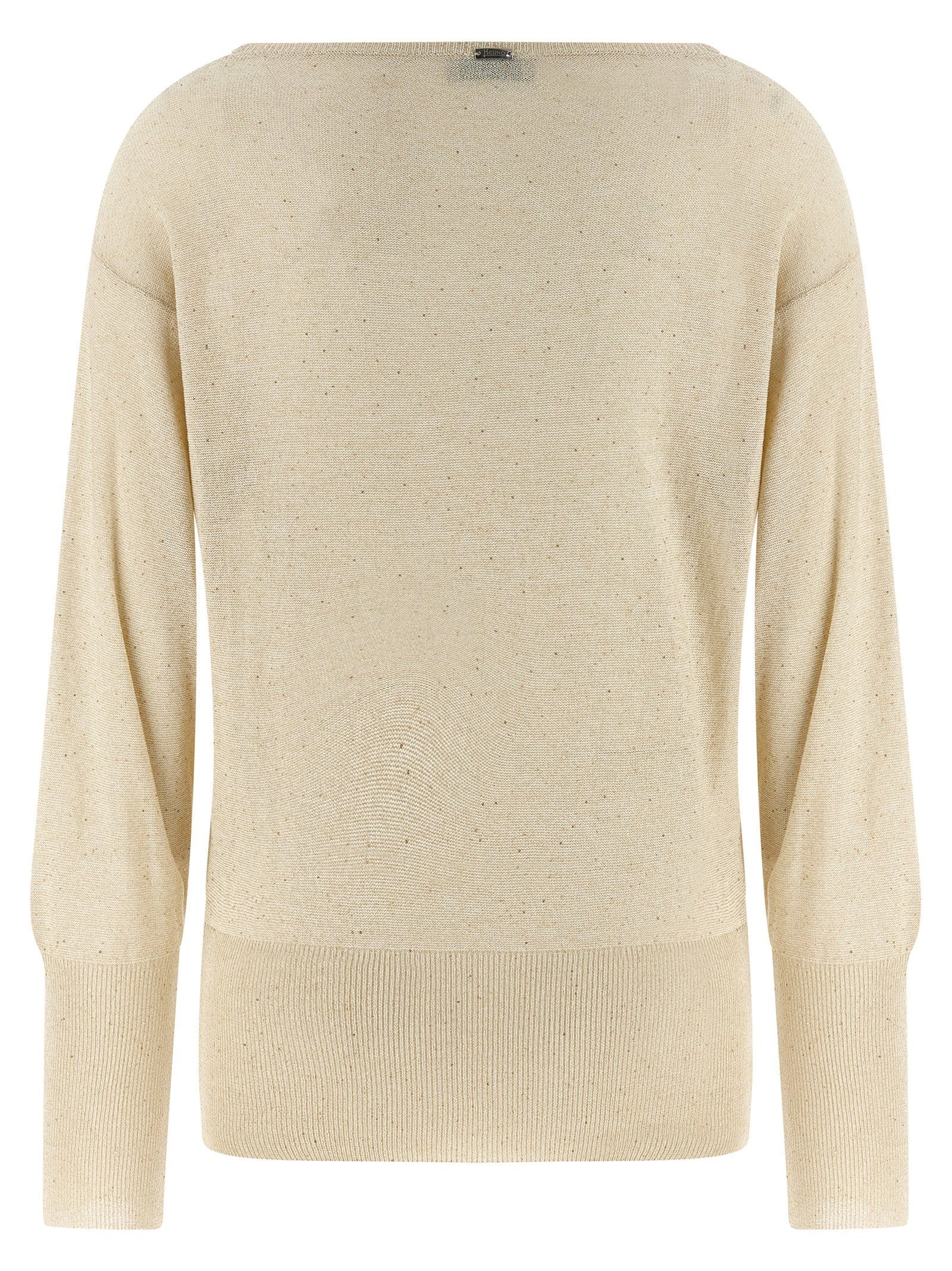 Herno Lamé And Sequin Yarn Sweater Beige