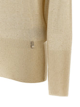 Herno Lamé And Sequin Yarn Sweater Beige