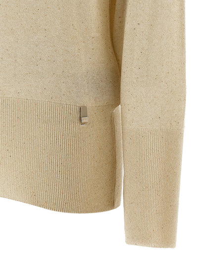 Herno Lamé And Sequin Yarn Sweater Beige