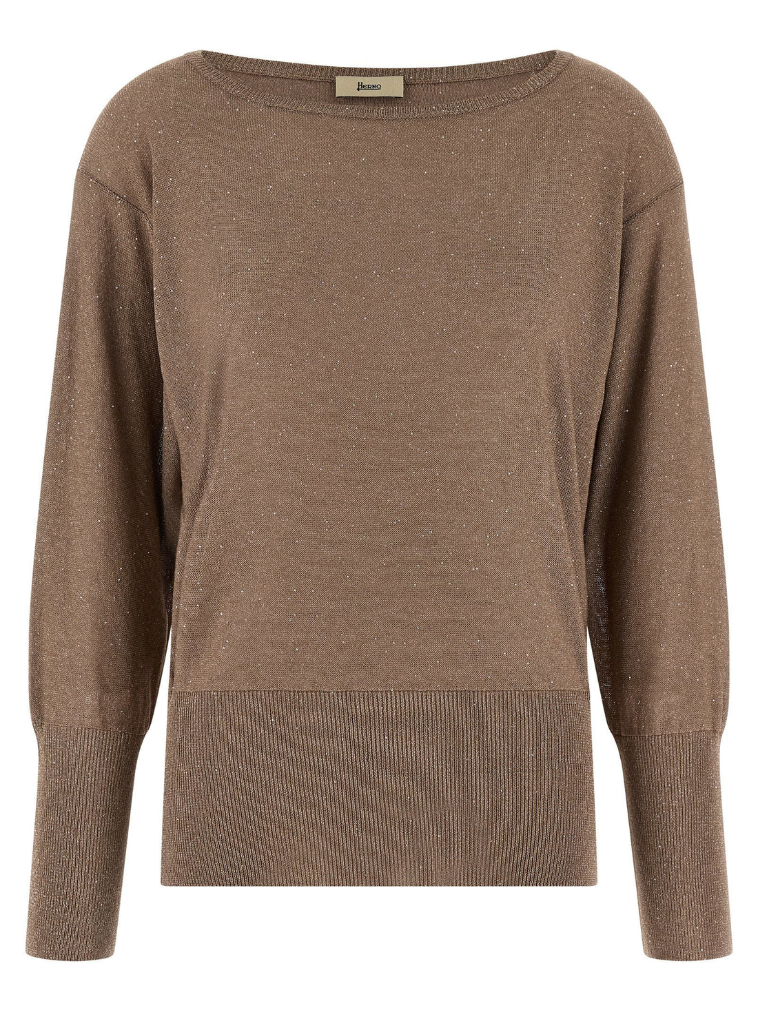 Herno Lamé And Sequin Yarn Sweater Brown