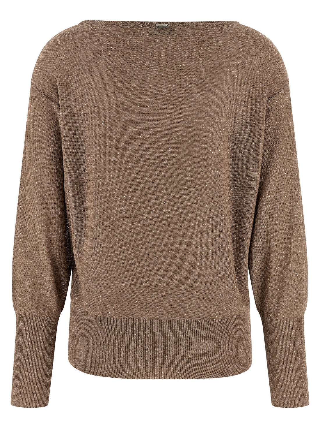 Herno Lamé And Sequin Yarn Sweater Brown