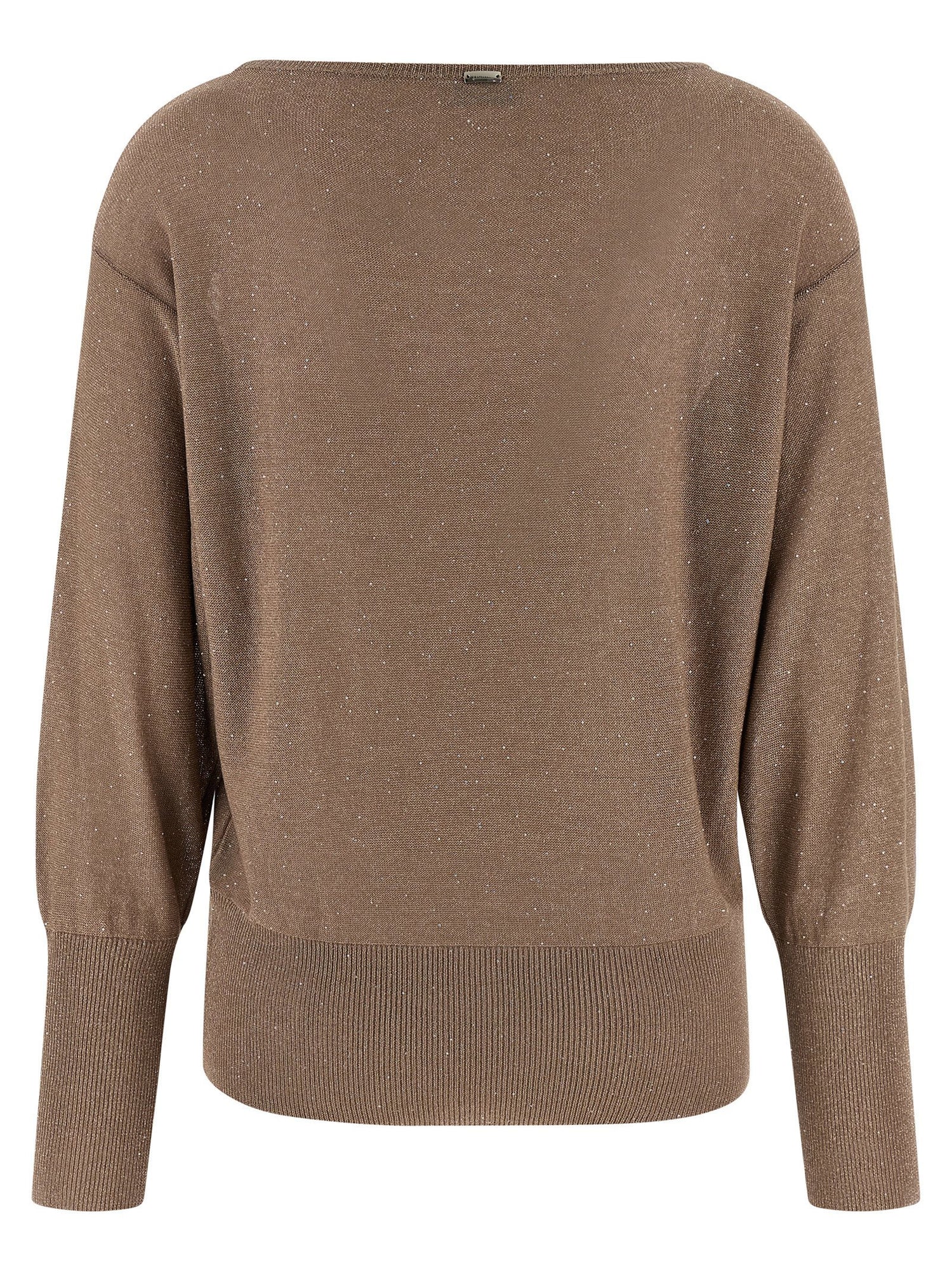 Herno Lamé And Sequin Yarn Sweater Brown