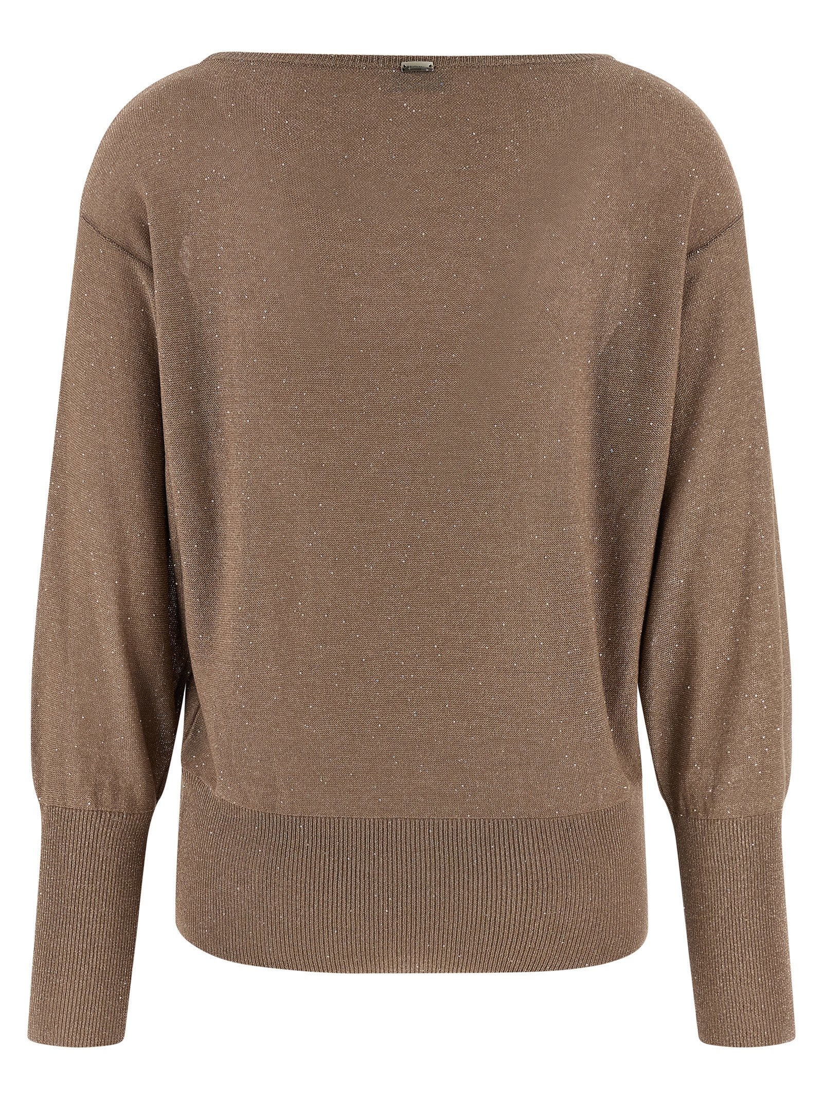Herno Lamé And Sequin Yarn Sweater Brown