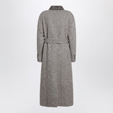 Brunello Cucinelli Brown Mélange Wool-Blend Coat with Belt Brown