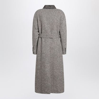 Brunello Cucinelli Brown Mélange Wool-Blend Coat with Belt Brown