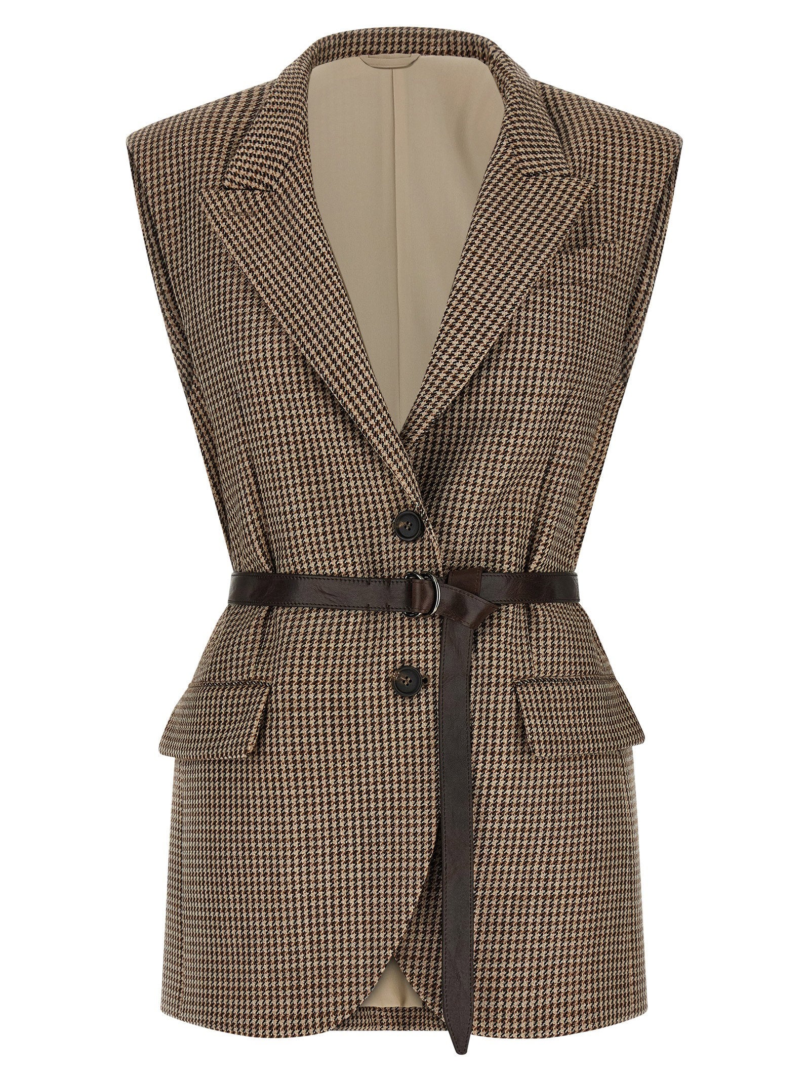 Brunello Cucinelli Belted Vest Beige