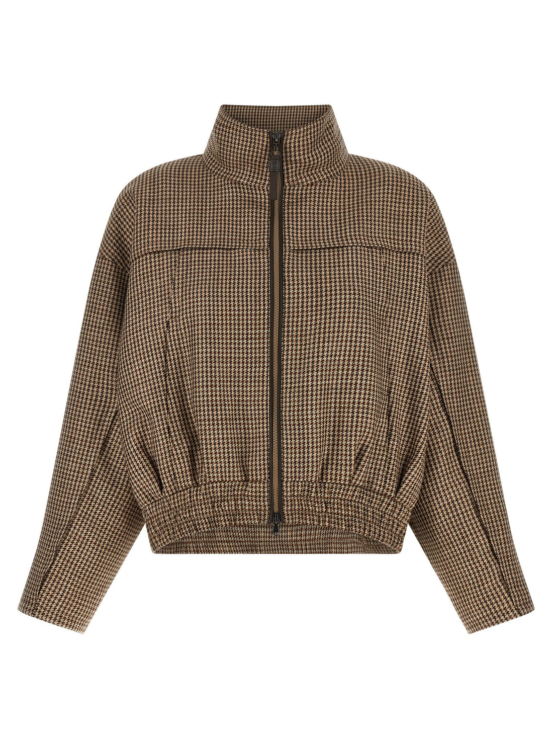 Brunello Cucinelli Shiny Zipper Pull Jacket Brown