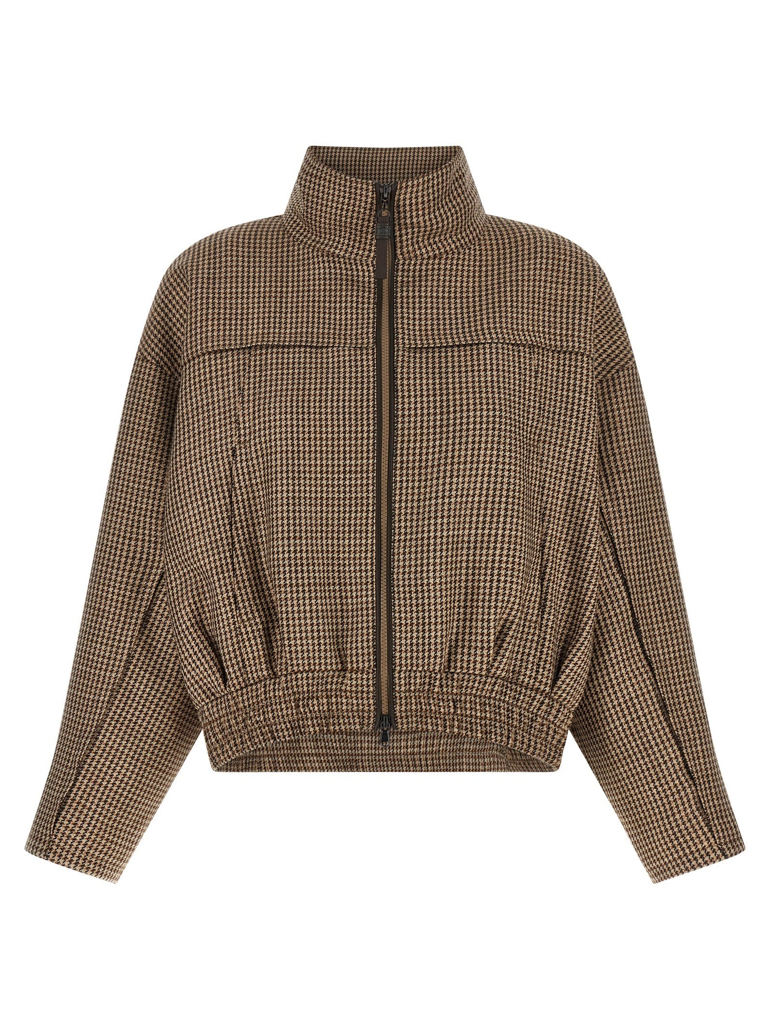 Brunello Cucinelli Shiny Zipper Pull Jacket Brown