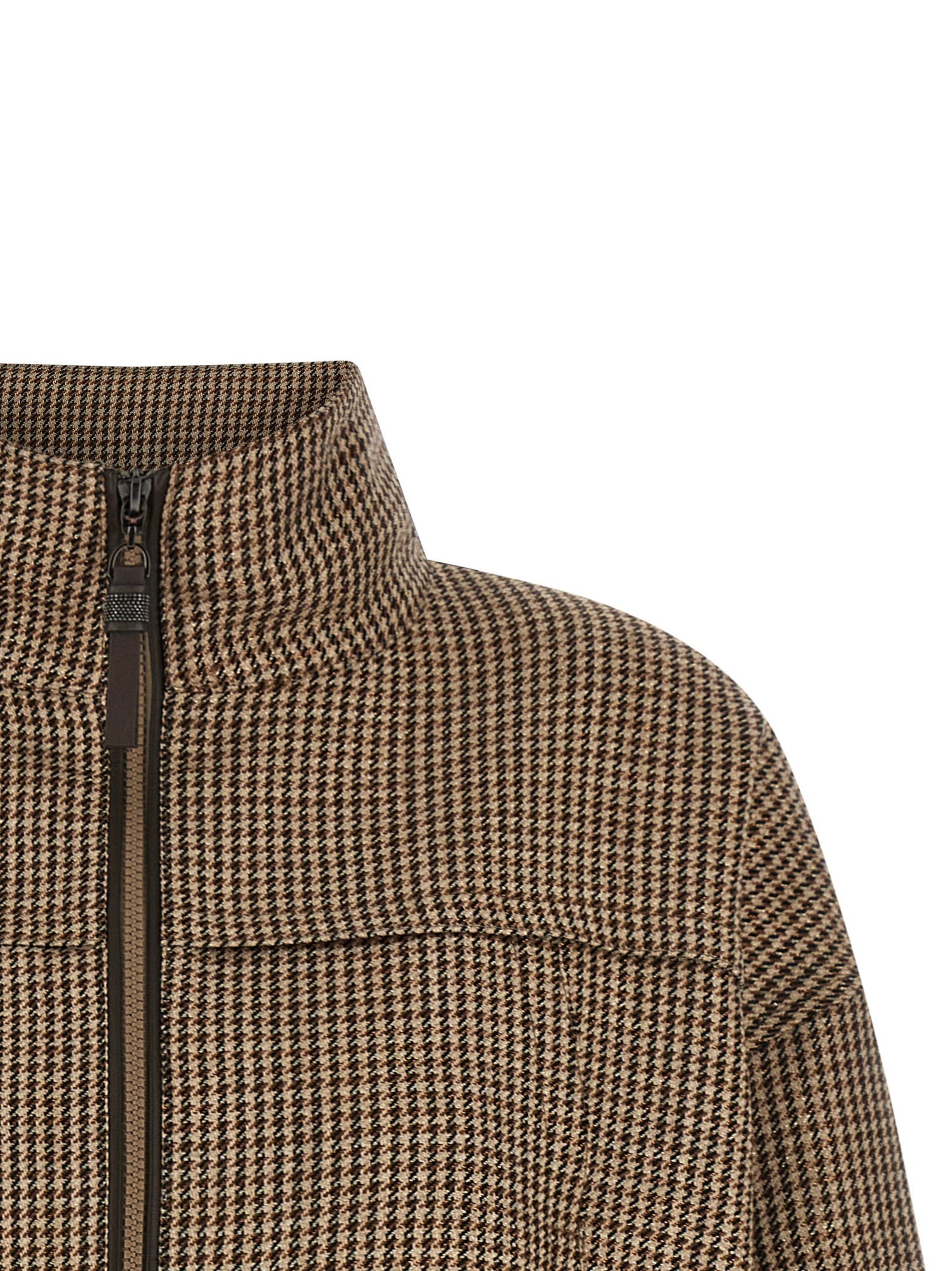 Brunello Cucinelli Shiny Zipper Pull Jacket Brown