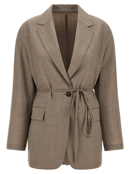 Brunello Cucinelli Fresh Wool Blazer Beige