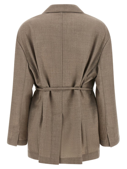Brunello Cucinelli Fresh Wool Blazer Beige