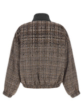 Brunello Cucinelli Sequin Check Bomber Jacket Brown