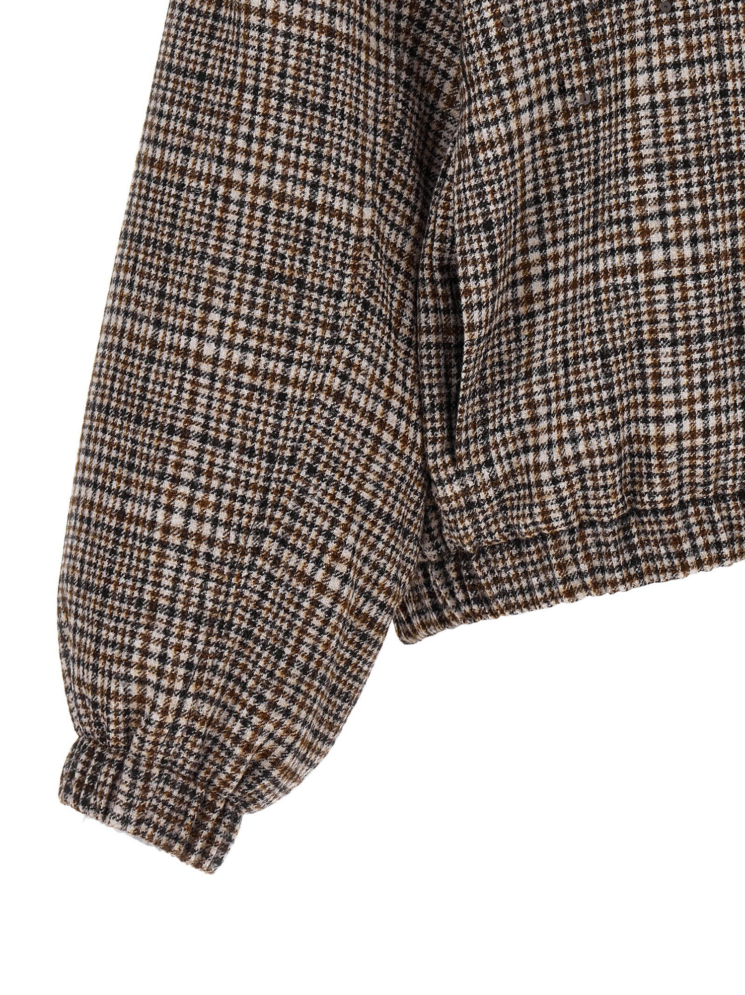 Brunello Cucinelli Sequin Check Bomber Jacket Brown