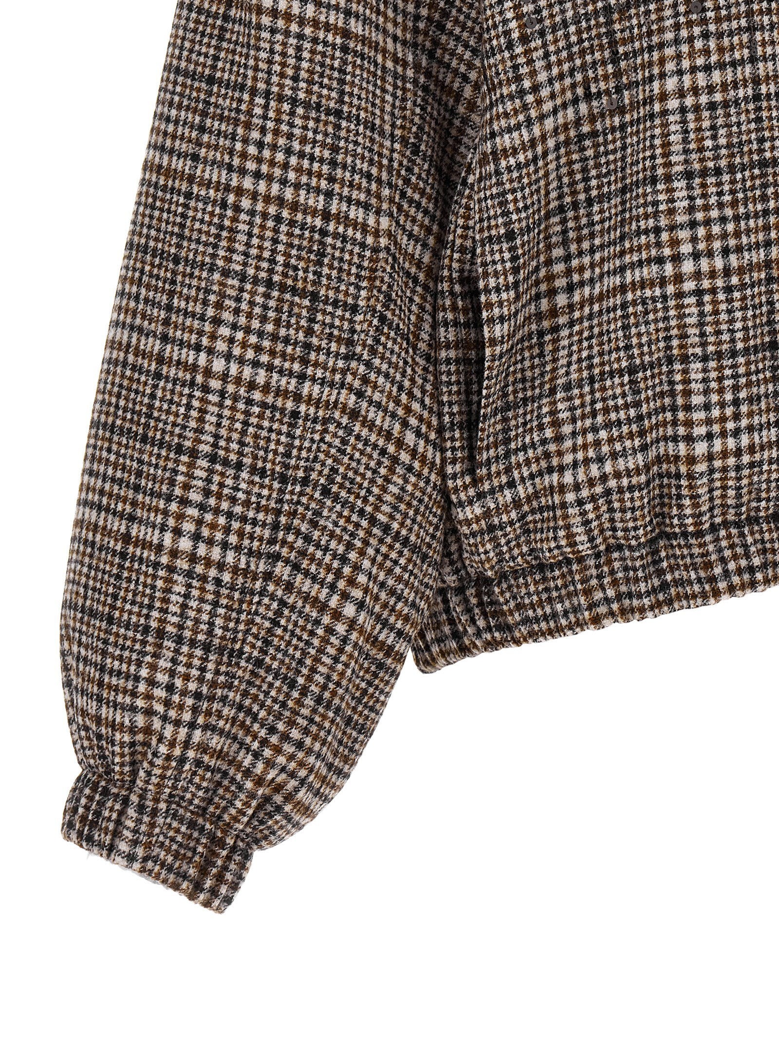 Brunello Cucinelli Sequin Check Bomber Jacket Brown
