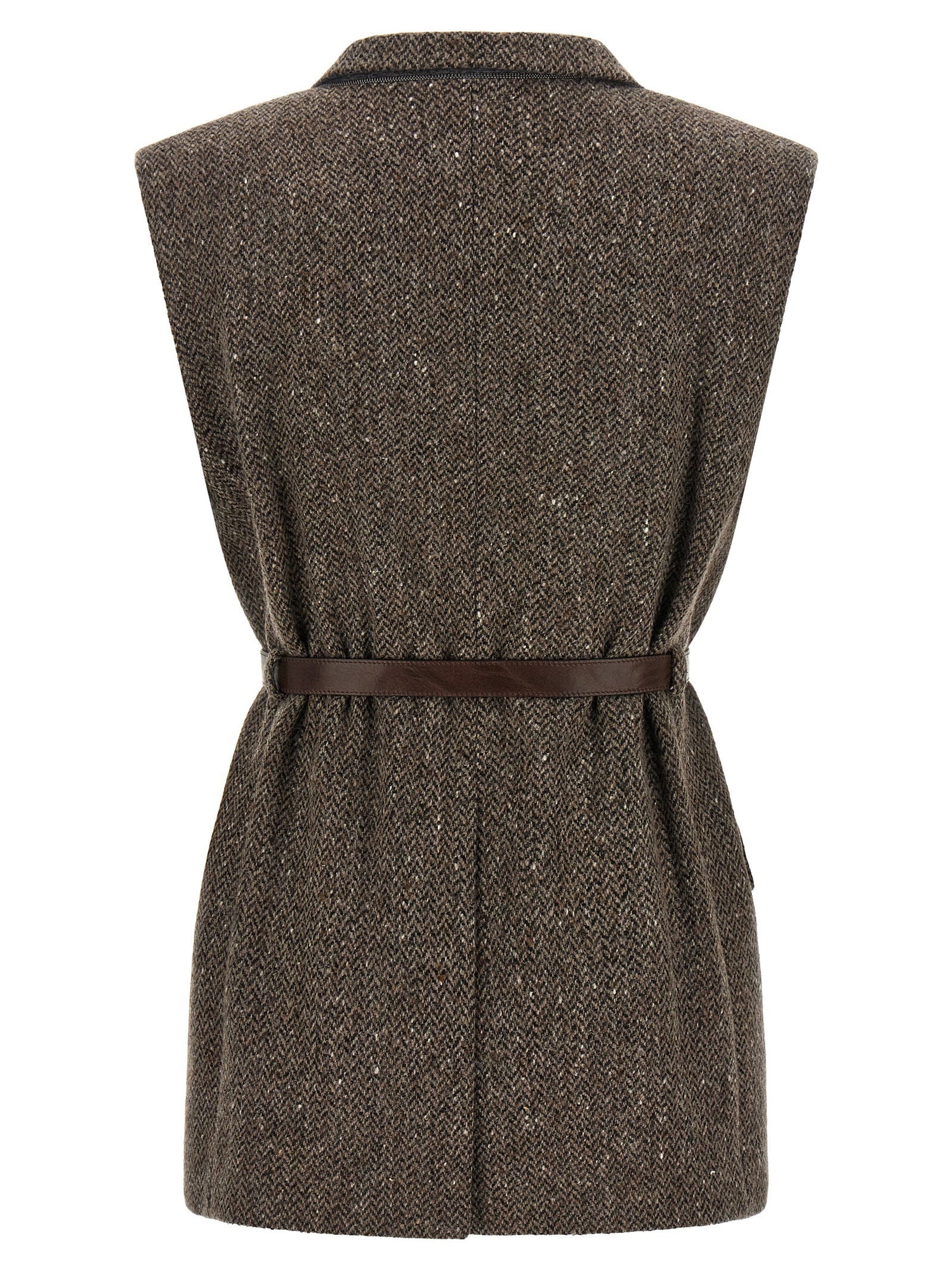Brunello Cucinelli Mélange Wool Vest Brown