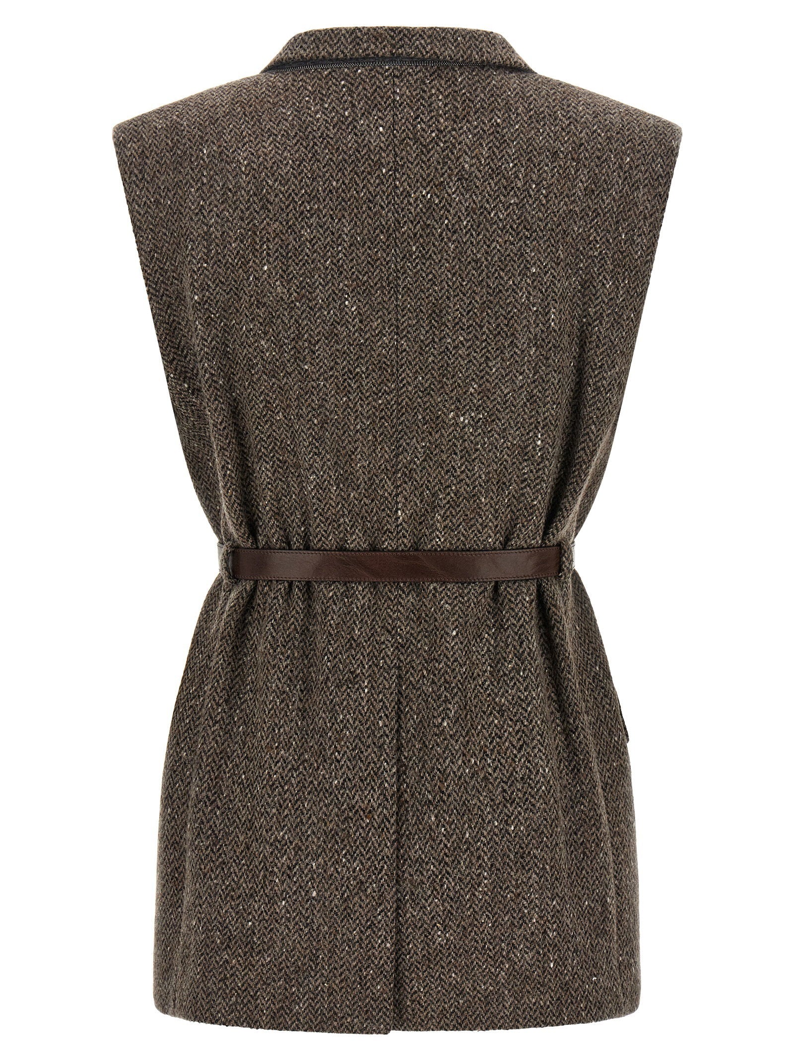 Brunello Cucinelli Mélange Wool Vest Brown