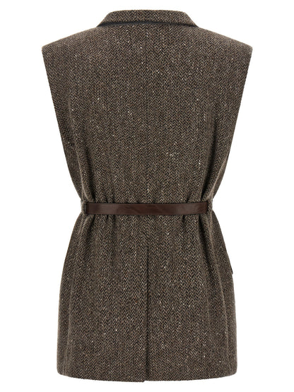 Brunello Cucinelli Mélange Wool Vest Brown