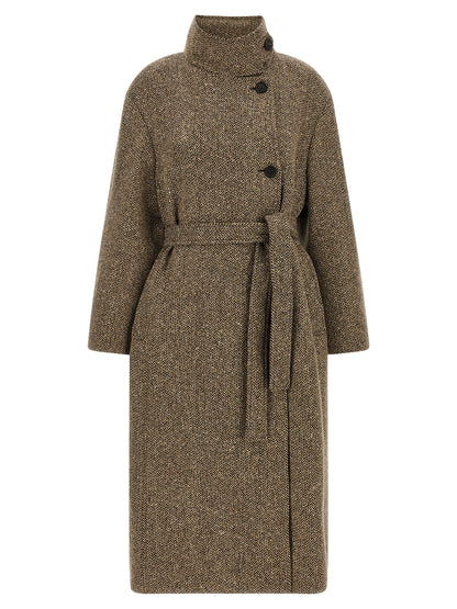 Brunello Cucinelli Sparkling Virgin Wool Coat Brown