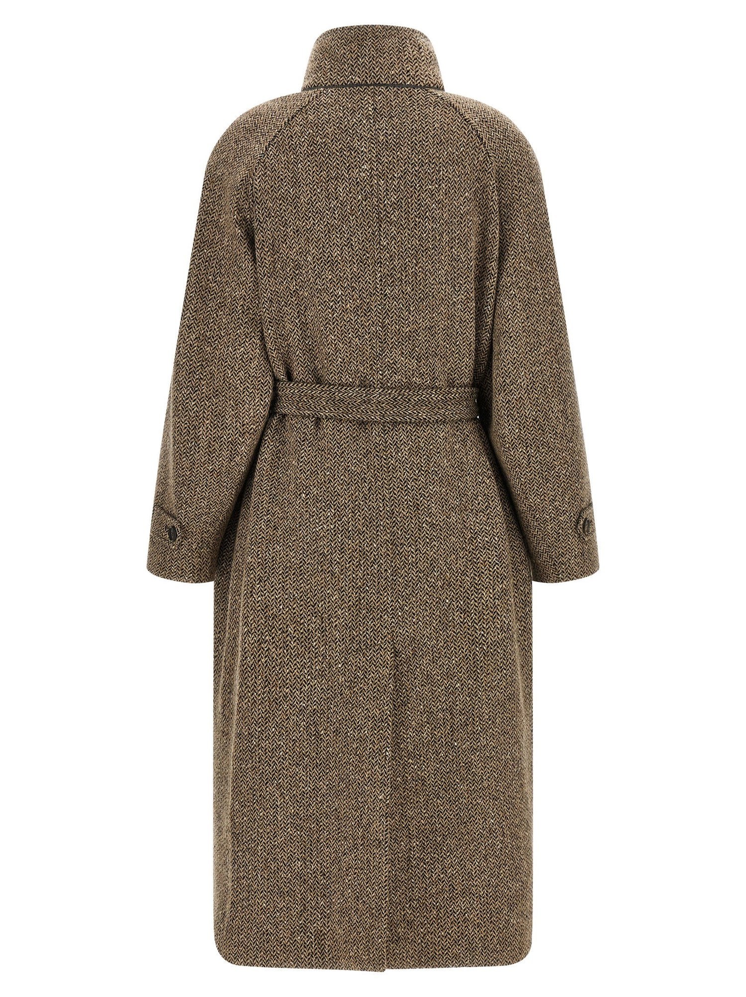 Brunello Cucinelli Sparkling Virgin Wool Coat Brown
