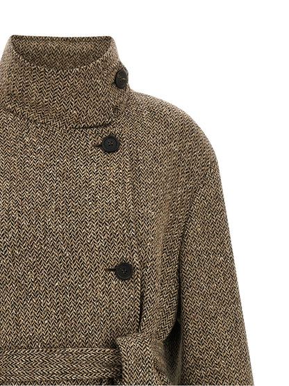 Brunello Cucinelli Sparkling Virgin Wool Coat Brown