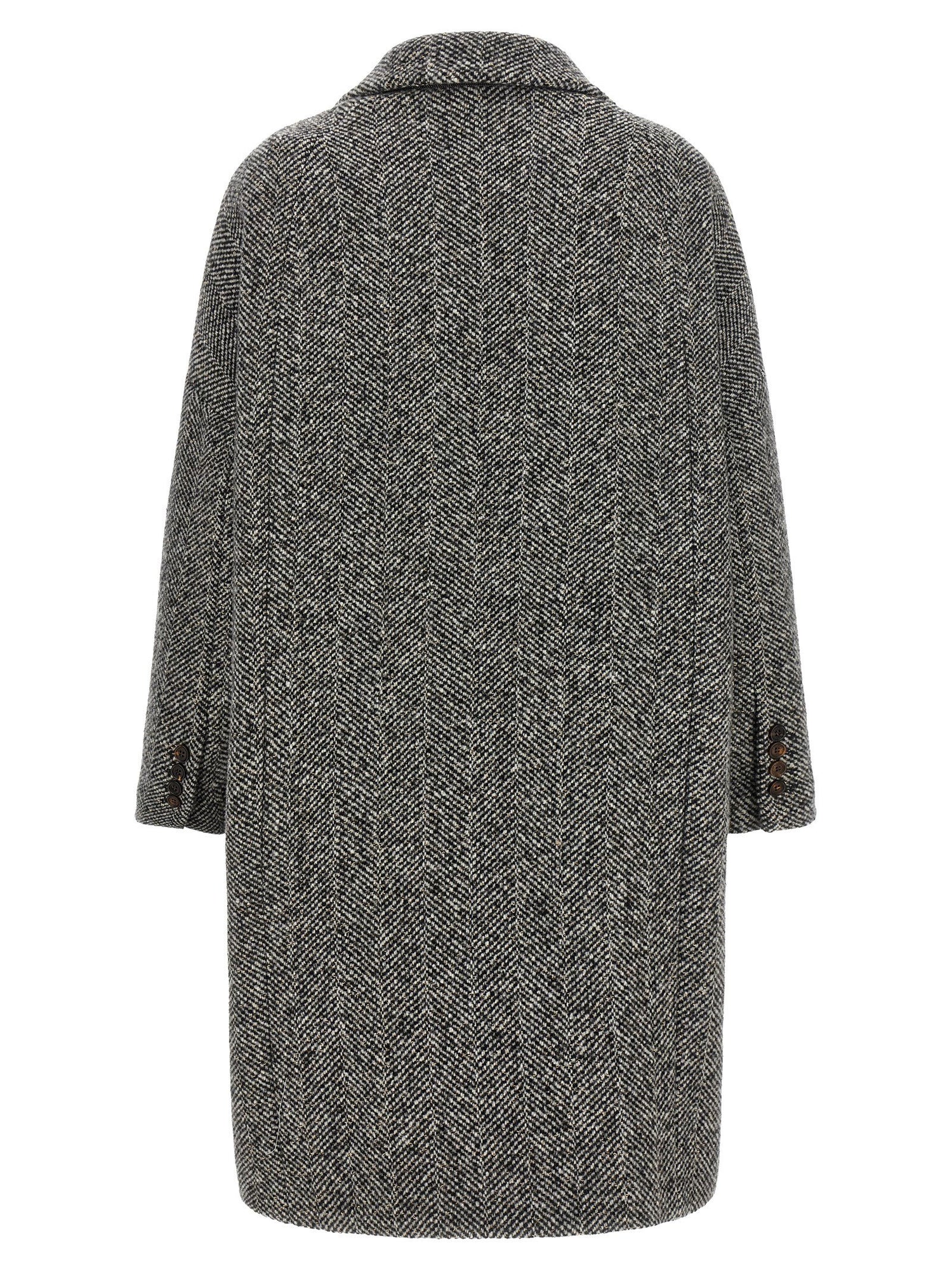 Brunello Cucinelli Dazzling Chevron Coat Gray