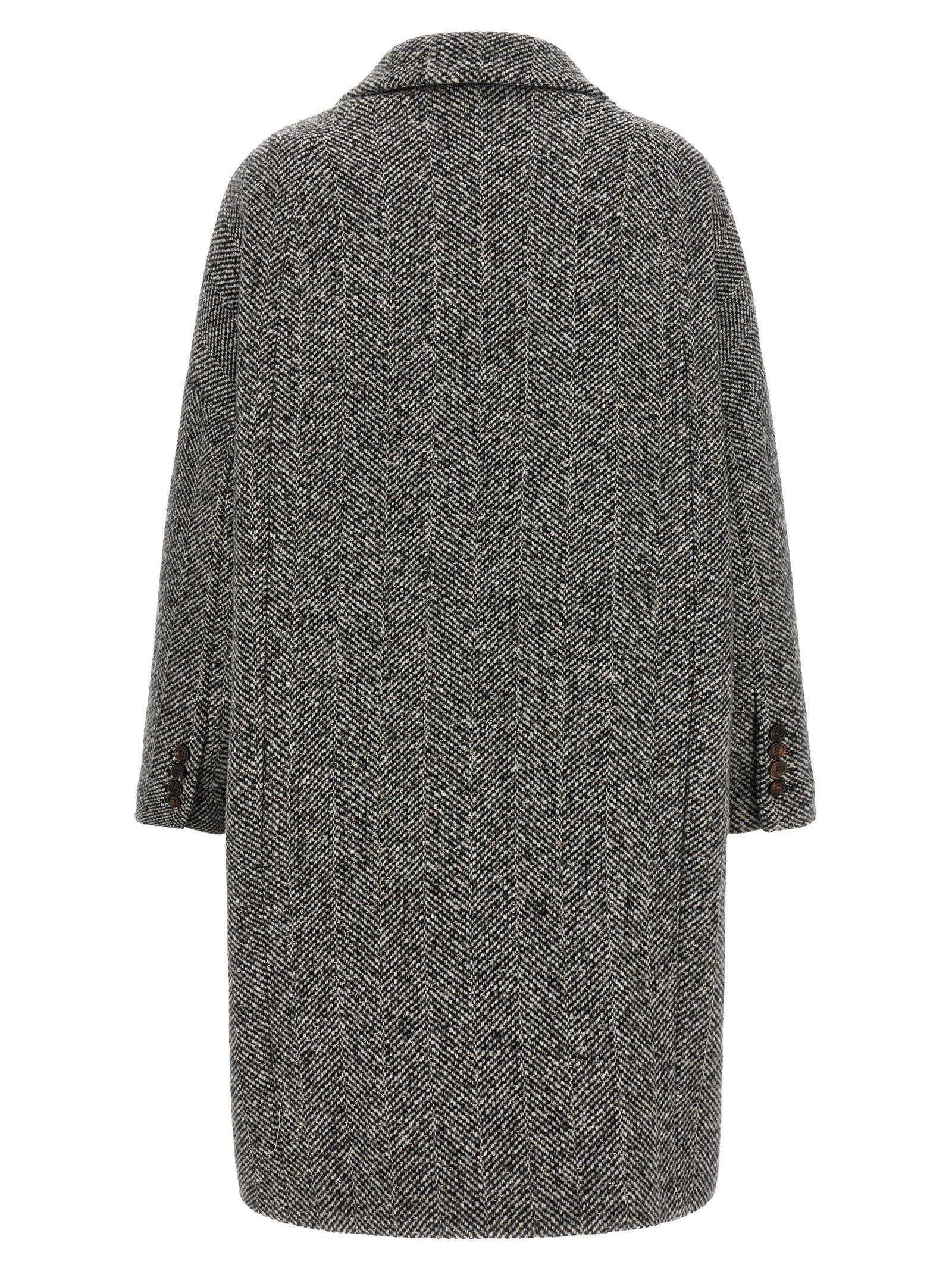 Brunello Cucinelli Dazzling Chevron Coat Gray