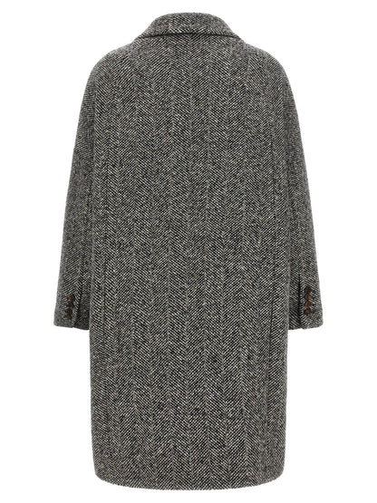Brunello Cucinelli Dazzling Chevron Coat Gray