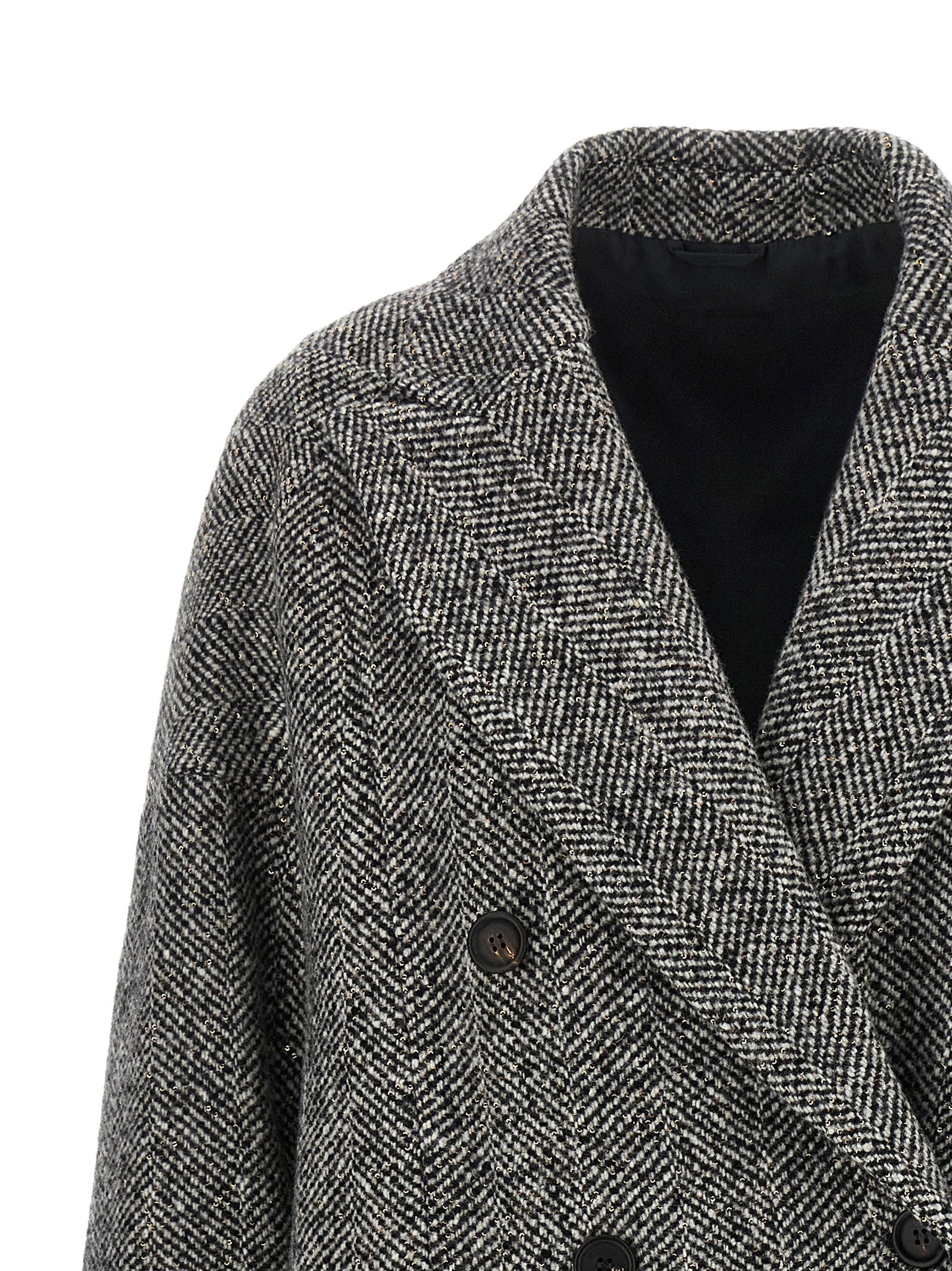 Brunello Cucinelli Dazzling Chevron Coat Gray