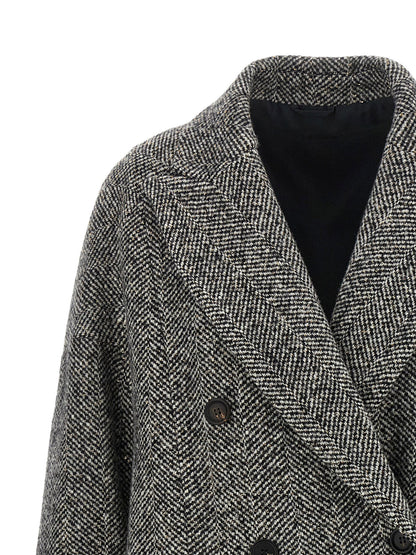 Brunello Cucinelli Dazzling Chevron Coat Gray
