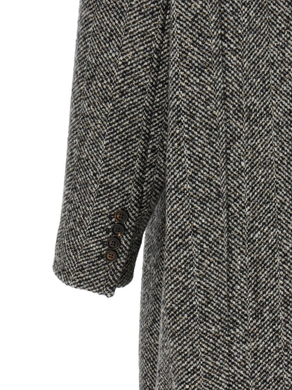 Brunello Cucinelli Dazzling Chevron Coat Gray