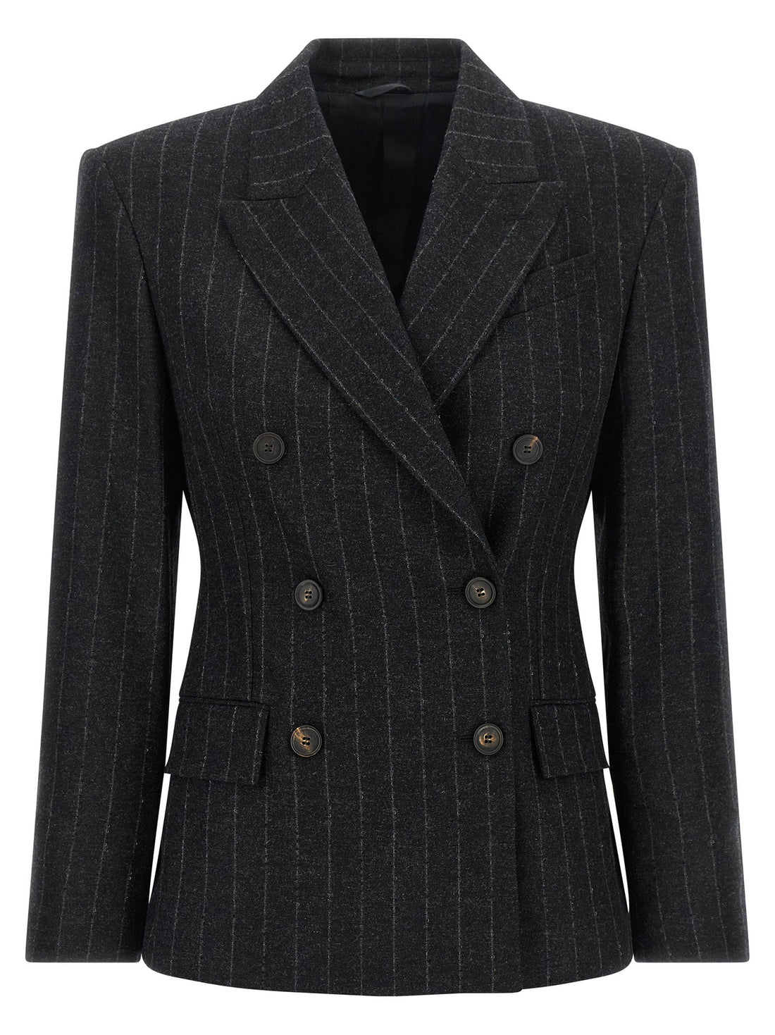 Brunello Cucinelli Pinstripe Blazer Gray