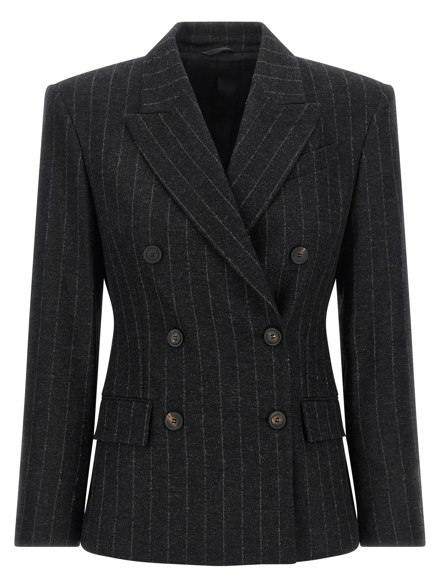 Brunello Cucinelli Pinstripe Blazer Gray