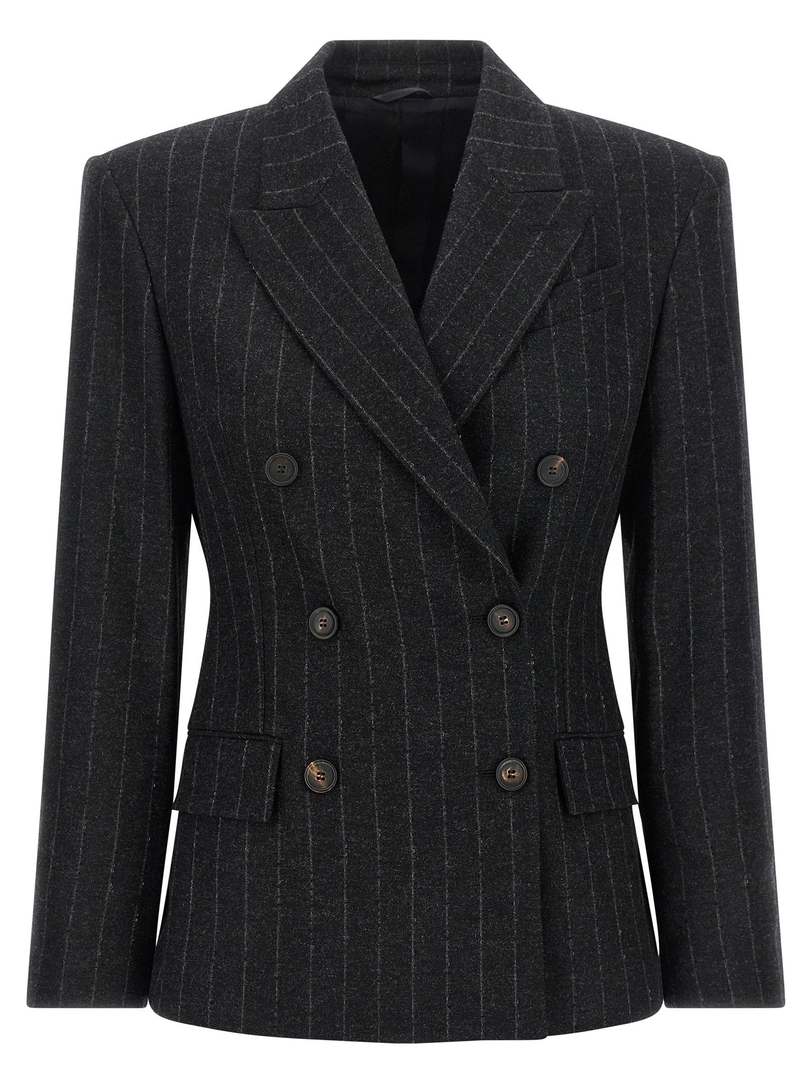 Brunello Cucinelli Pinstripe Blazer Gray