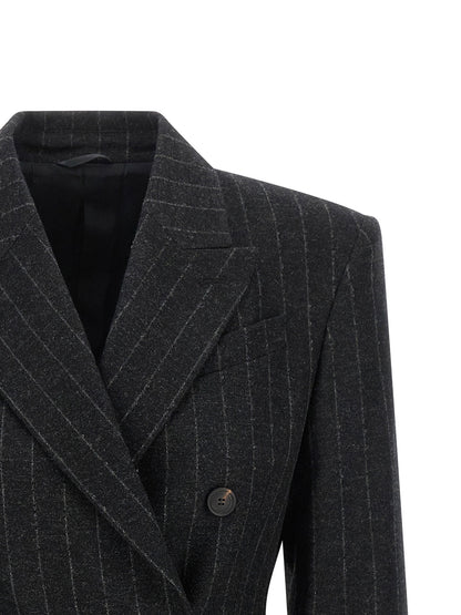 Brunello Cucinelli Pinstripe Blazer Gray