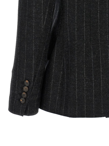Brunello Cucinelli Pinstripe Blazer Gray