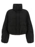 Brunello Cucinelli Micro Sequin Pinstriped Crop Down Jacket Gray