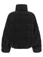 Brunello Cucinelli Micro Sequin Pinstriped Crop Down Jacket Gray