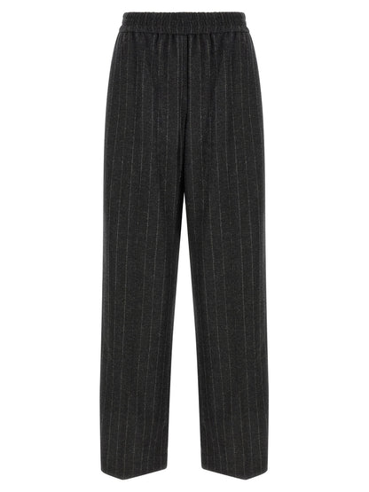 Brunello Cucinelli Micro Sequin Pinstripe Pants Gray