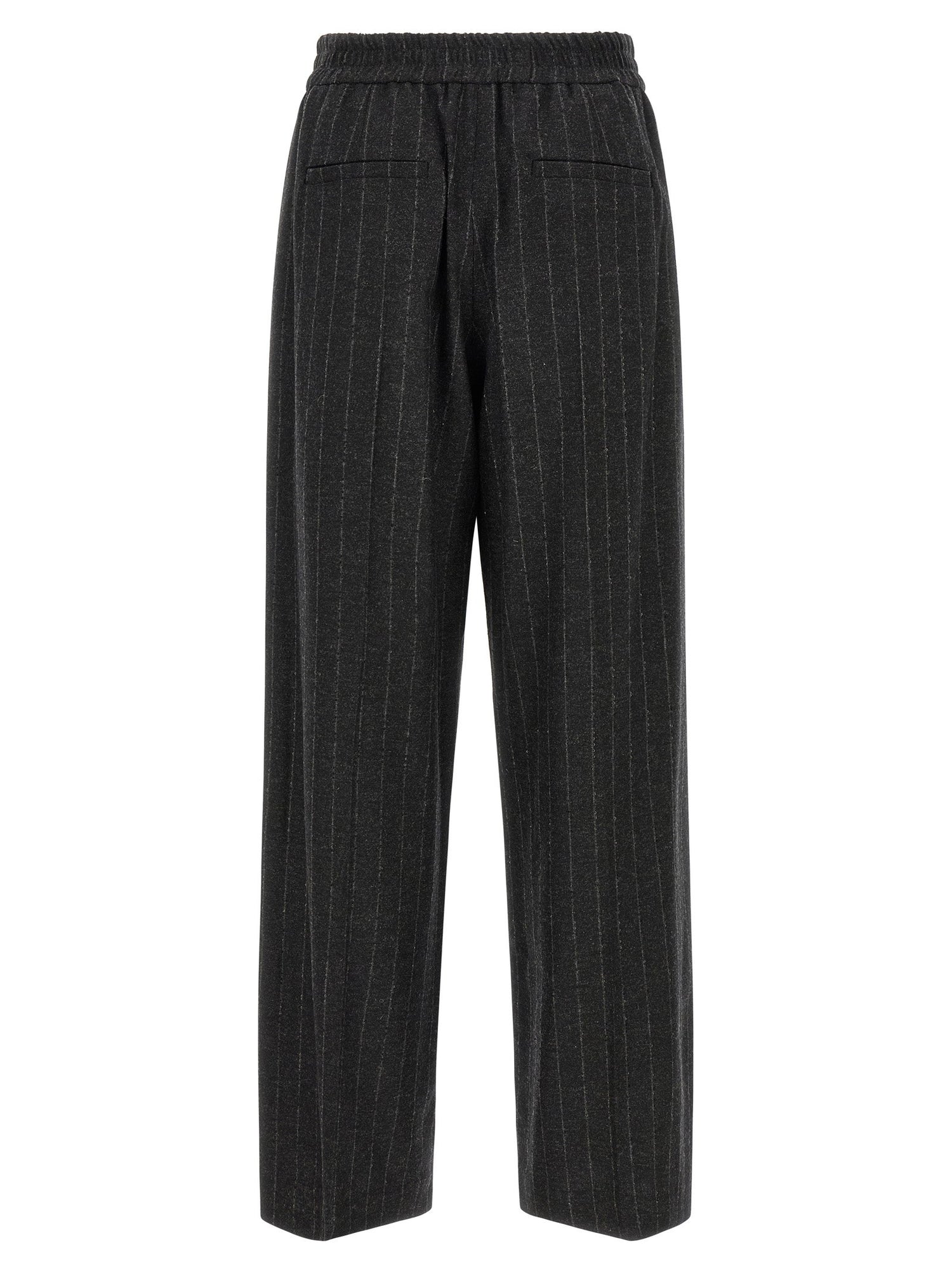 Brunello Cucinelli Micro Sequin Pinstripe Pants Gray