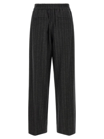 Brunello Cucinelli Micro Sequin Pinstripe Pants Gray